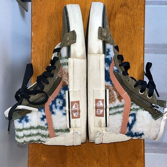 VANS SK8 HI REISSUE CAP MIXED TEXTILE ZIPPER FUR INDIAN WHITE SIZE 5/6.5 - Picture 6 of 11